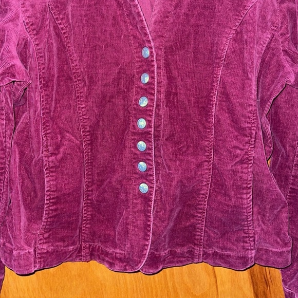 Stylish Burgundy Corduroy Button Jacket - Picture 2 of 3